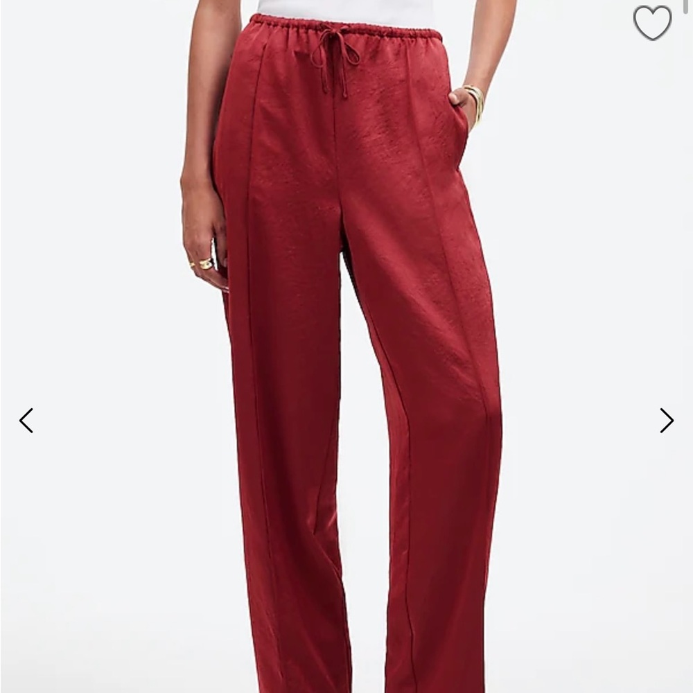 Madewell pintucked slim pull-on pants in satin